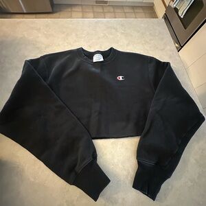 Champion Black Crewneck Sweatshirt with Red & White Logo
